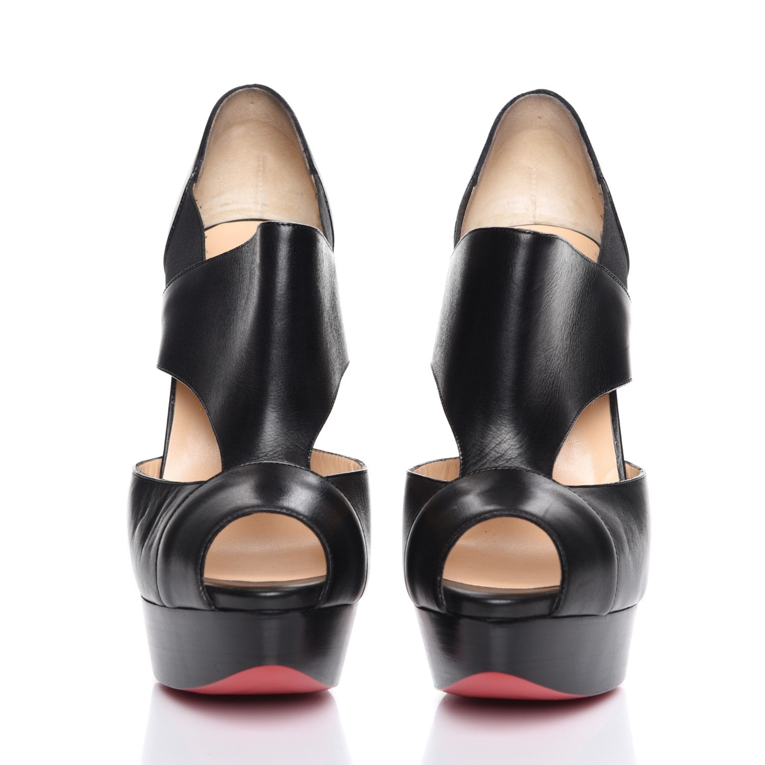 Christian Louboutin Calfskin Pitou 150 Peep Toe Platform Booties 39.5 Black 2 of 9