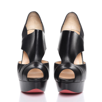 Christian Louboutin Calfskin Pitou 150 Peep Toe Platform Booties 39.5 Black 2 of 9