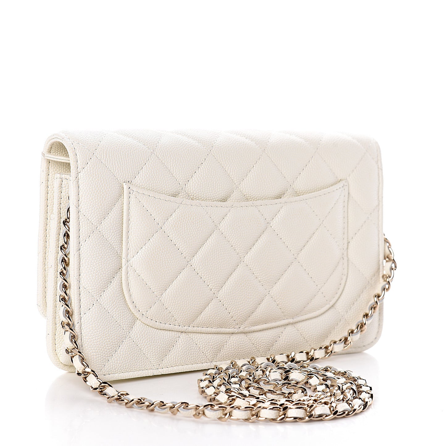 Caviar Quilted Wallet On Chain WOC White
