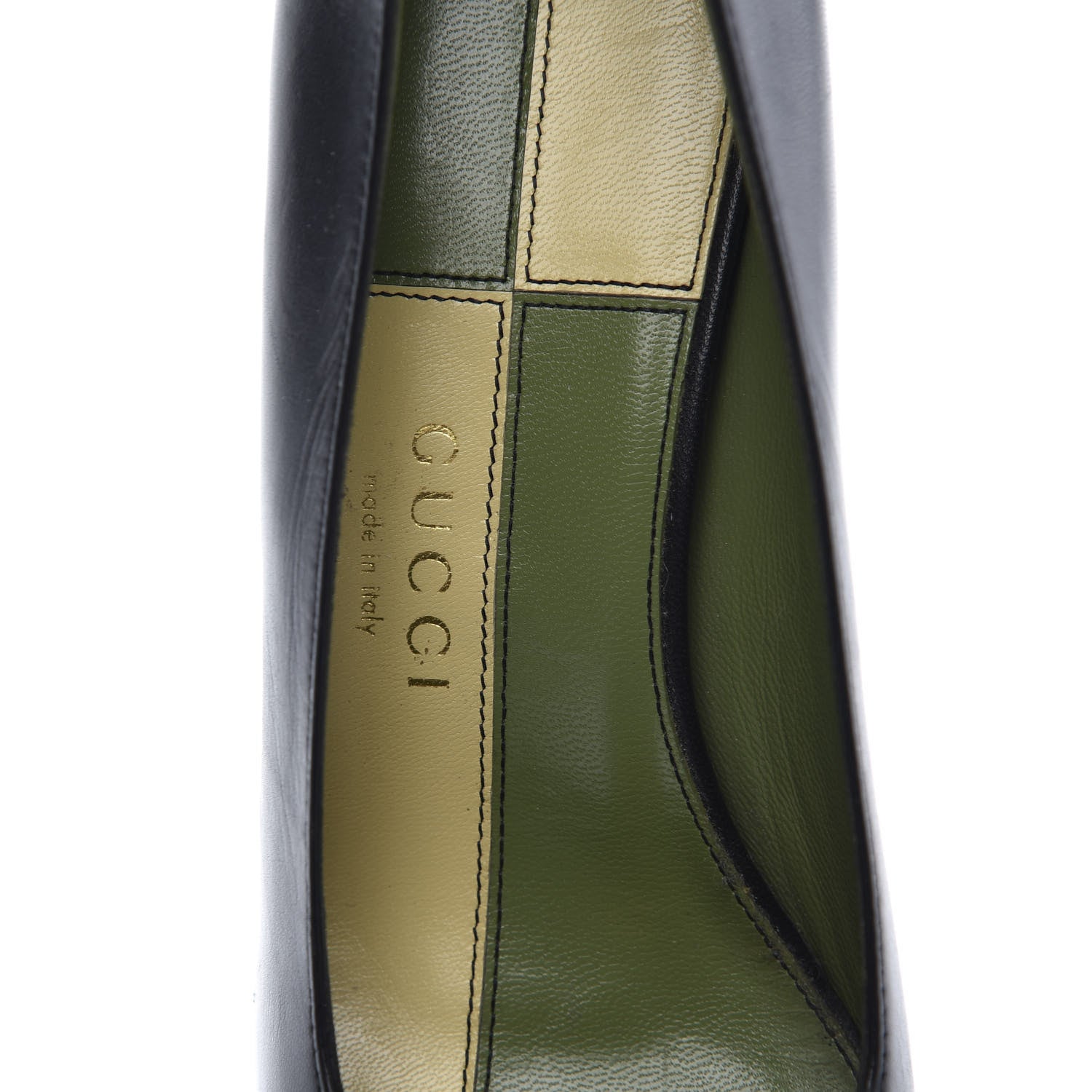 Gucci Malaga Kid Half Moon GG Square Toe Pumps 35 Black 6 of 9