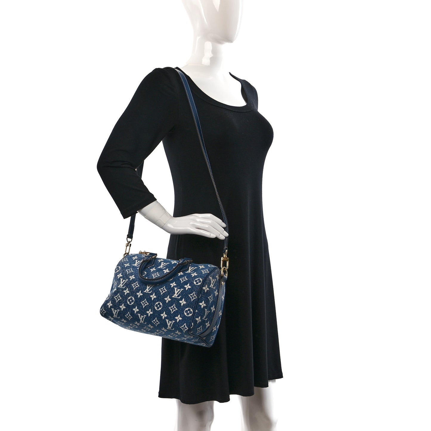 Monogram Jacquard Denim Speedy Bandouliere 25 Bleu