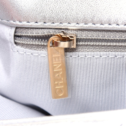 Chanel Metallic Lambskin Quilted Medium Chanel 19 Flap Silver 10 of 17