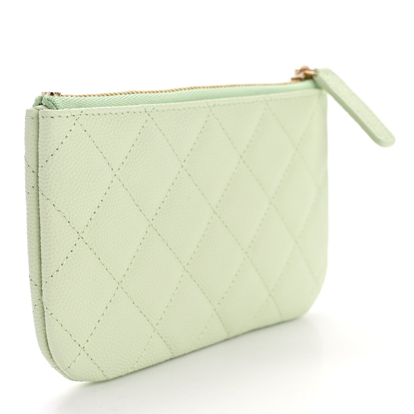 Caviar Quilted Small Cosmetic Case Light Green
