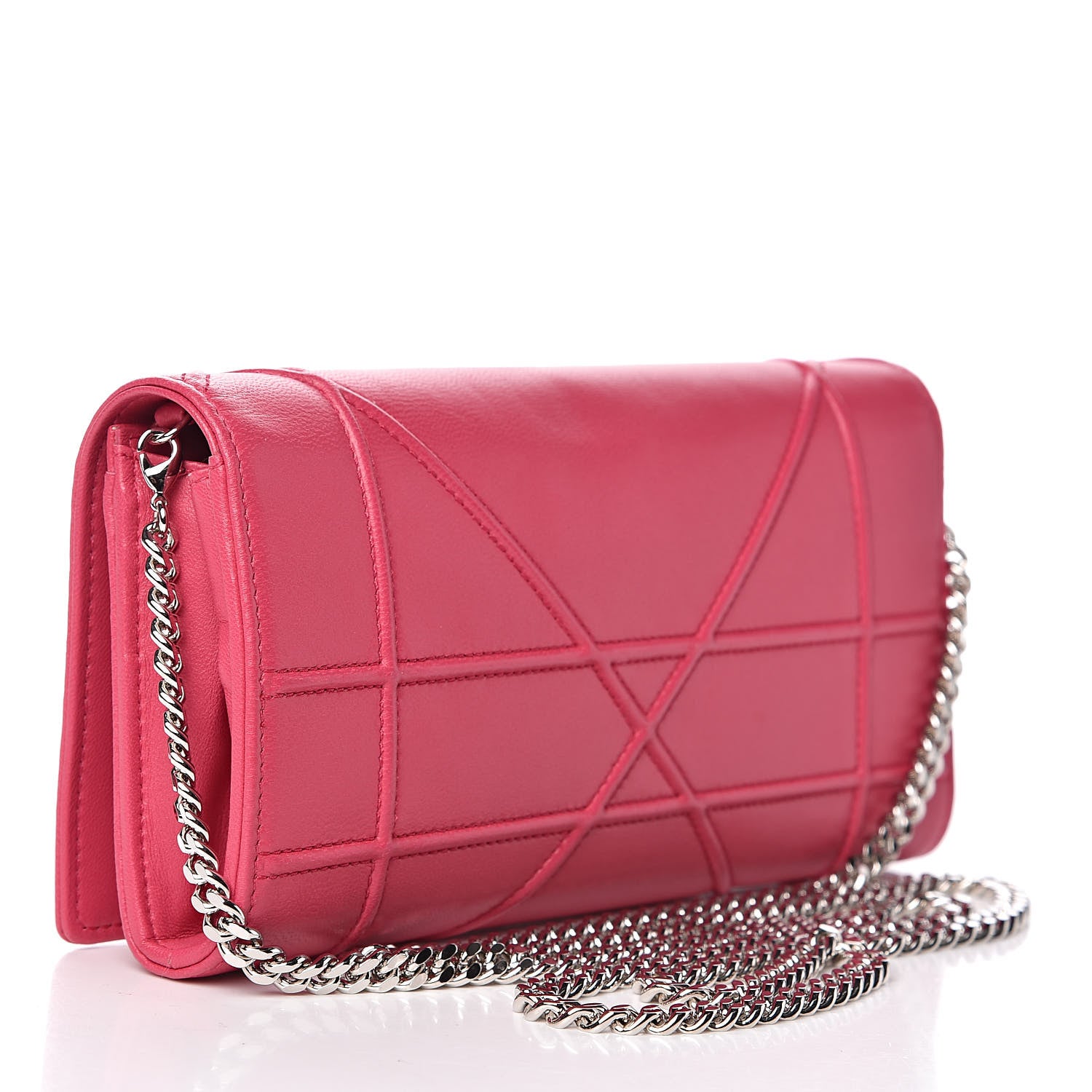 Christian Dior Lambskin Diorama Croisiere Chain Wallet Fuchsia 3 of 10