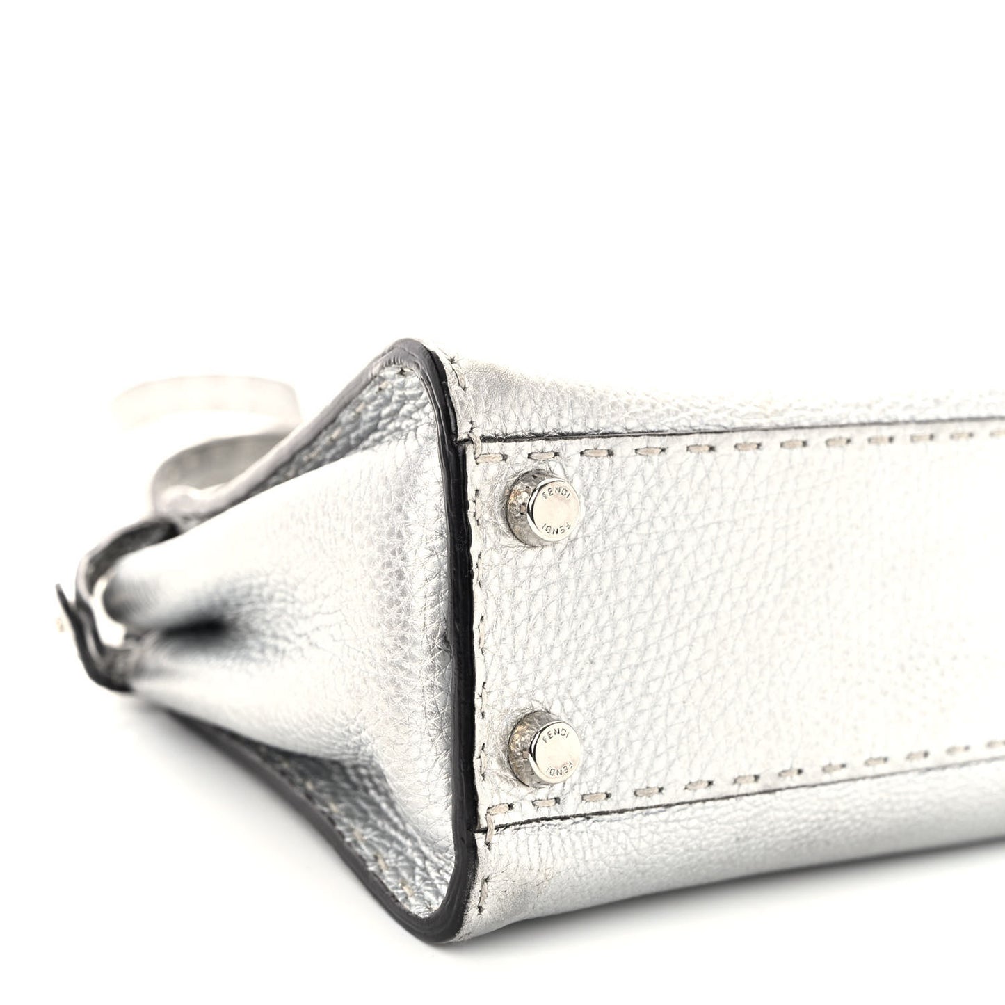 Cuoio Romano Lux Selleria Mini Peekaboo Iconic Satchel Argento