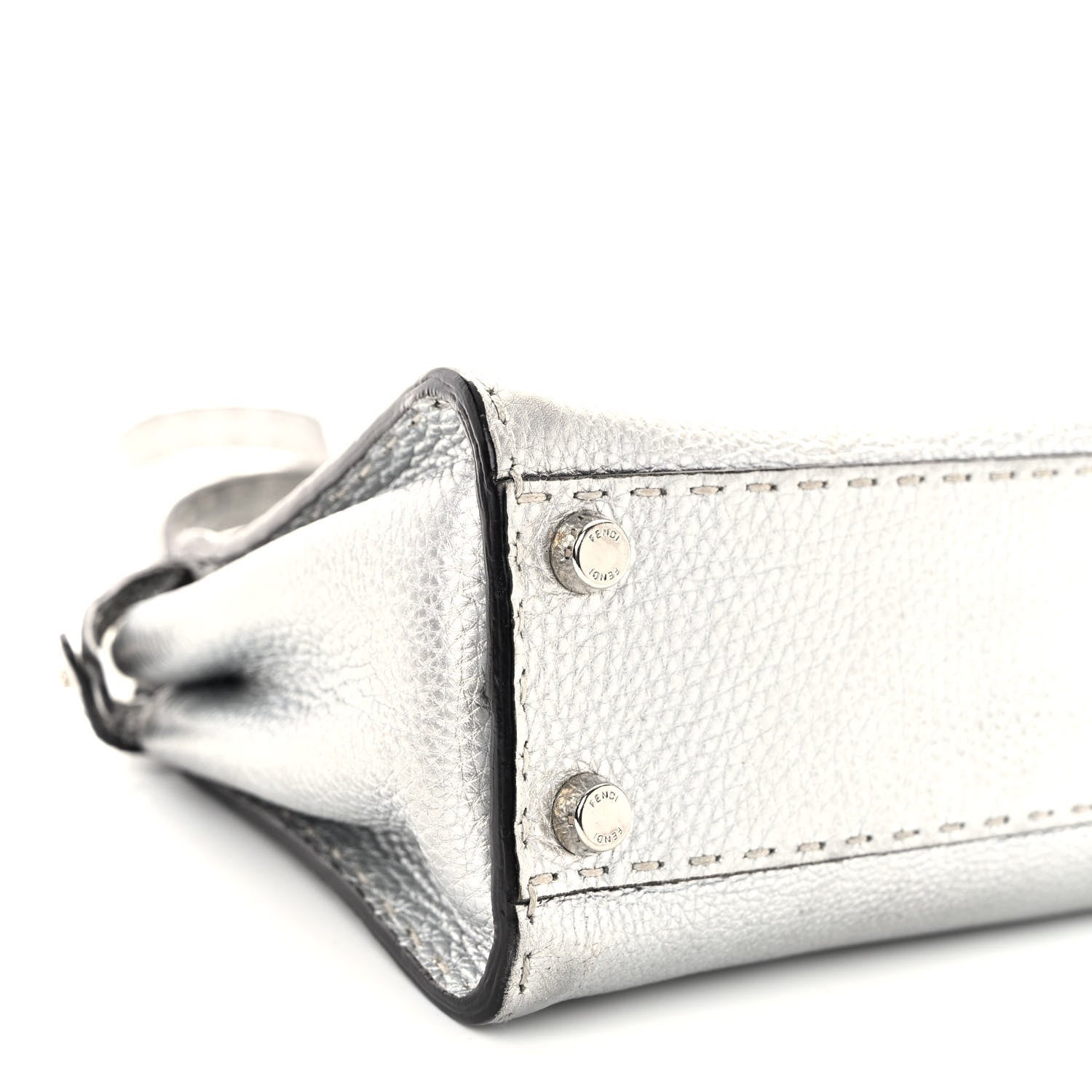 Fendi Cuoio Romano Lux Selleria Mini Peekaboo Iconic Satchel Argento 9 of 11