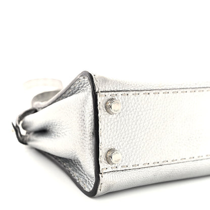 Fendi Cuoio Romano Lux Selleria Mini Peekaboo Iconic Satchel Argento 9 of 11