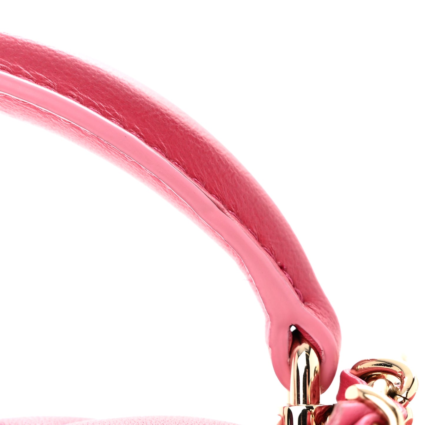Lambskin Quilted Bi-Color Mini Top Handle Rectangular Flap Rose
