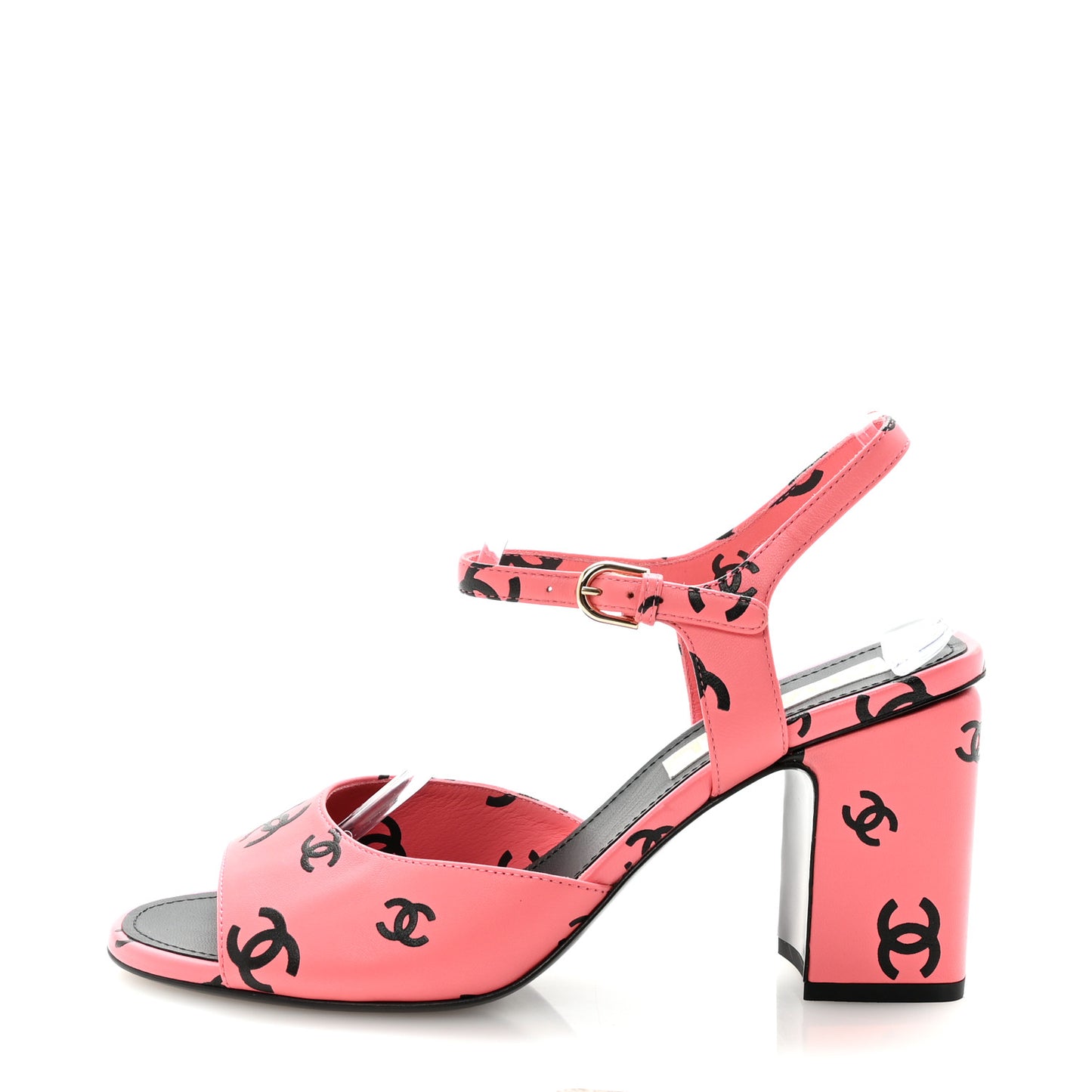 Printed Lambskin Coco Beach Sandals 40 Pink Black