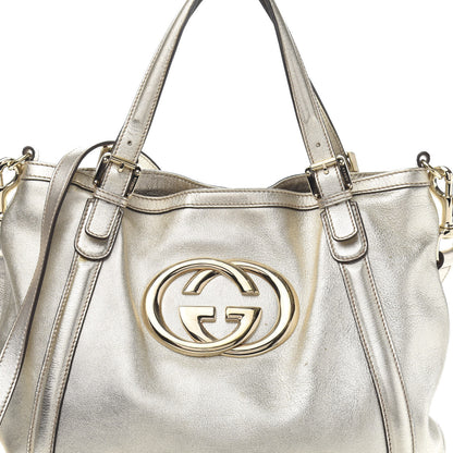 Gucci Metallic Calfskin Medium Britt Tote Platinum 13 of 13