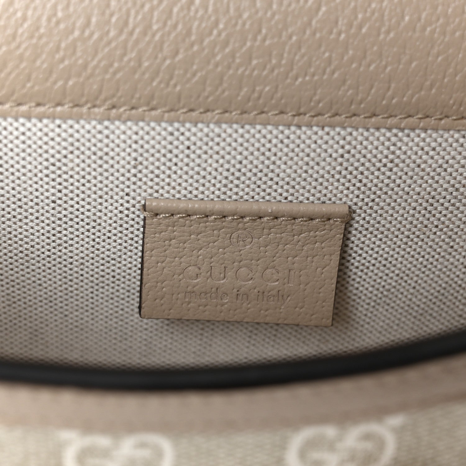Gucci GG Supreme Monogram Textured Dollar Calfskin Mini Horsebit 1955 Shoulder Bag Beige Mystic White Oatmeal 5 of 10