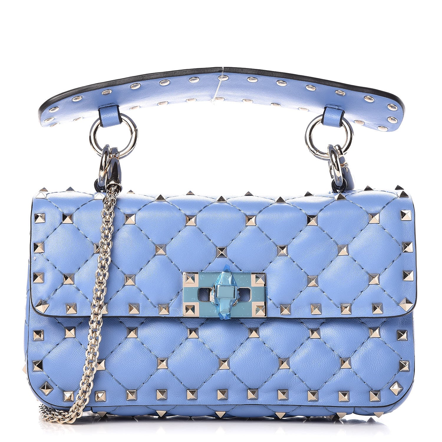 Valentino Garavani Lambskin Small Rockstud Spike Shoulder Bag Blue 1 of 9