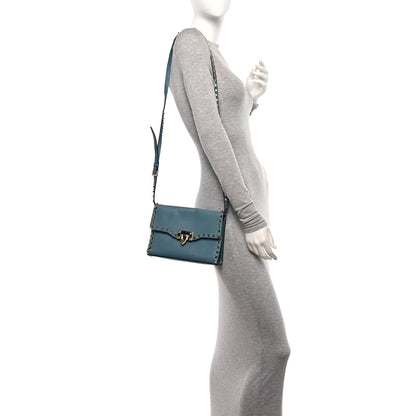Valentino Garavani Pebbled Calfskin Medium Rockstud Flip Lock Crossbody Bag Celadon 2 of 9