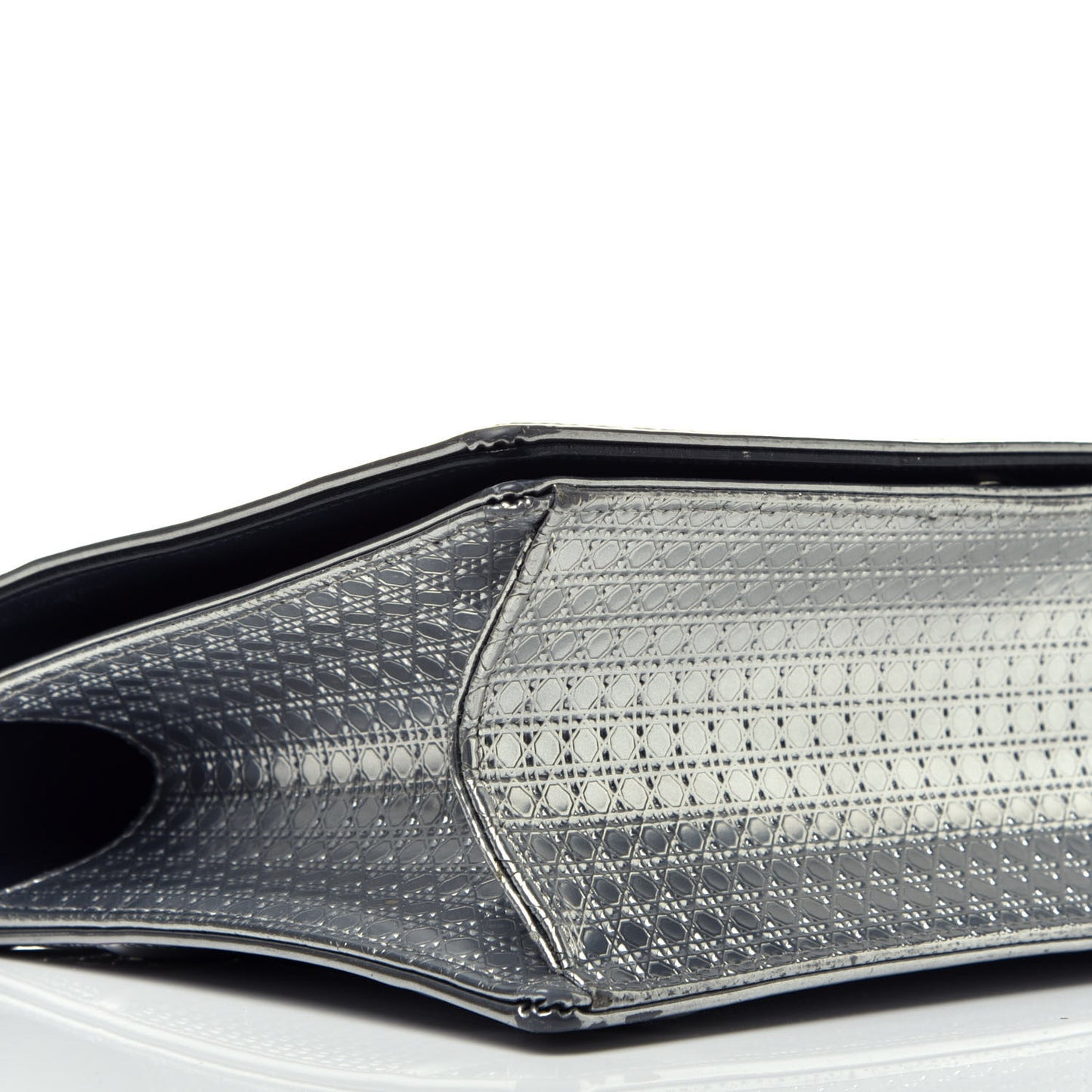 Metallic Patent Micro-Cannage Medium Diorama Flap Bag Silver