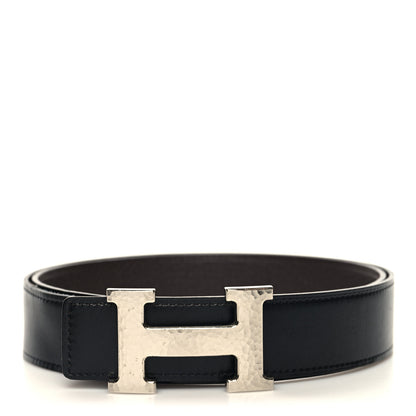 Hermes Box Togo 32mm Martelee H Belt 85 Black Chocolate 1 of 5