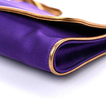 Gucci Satin Malika Clutch Purple Gold 8 of 9
