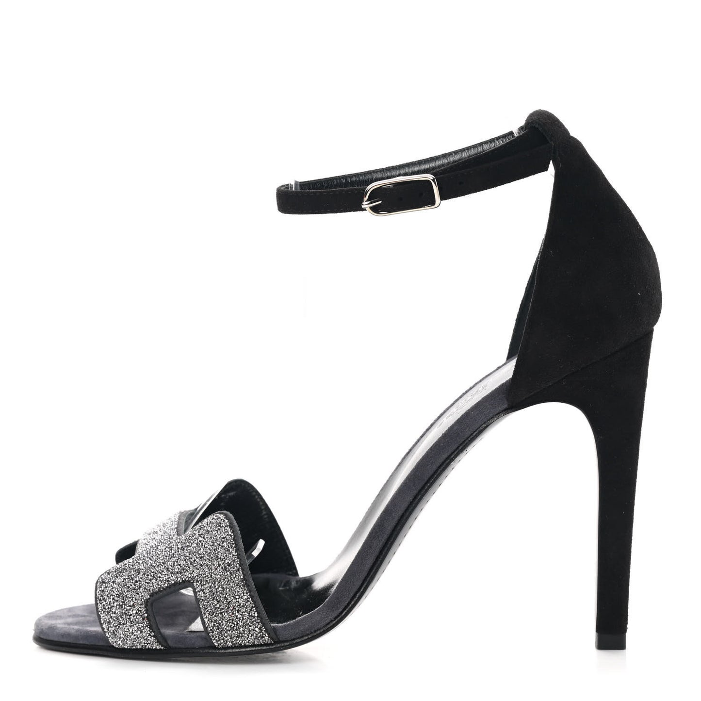 Suede Goatskin Crystal Premiere 105 Sandals 39 Black