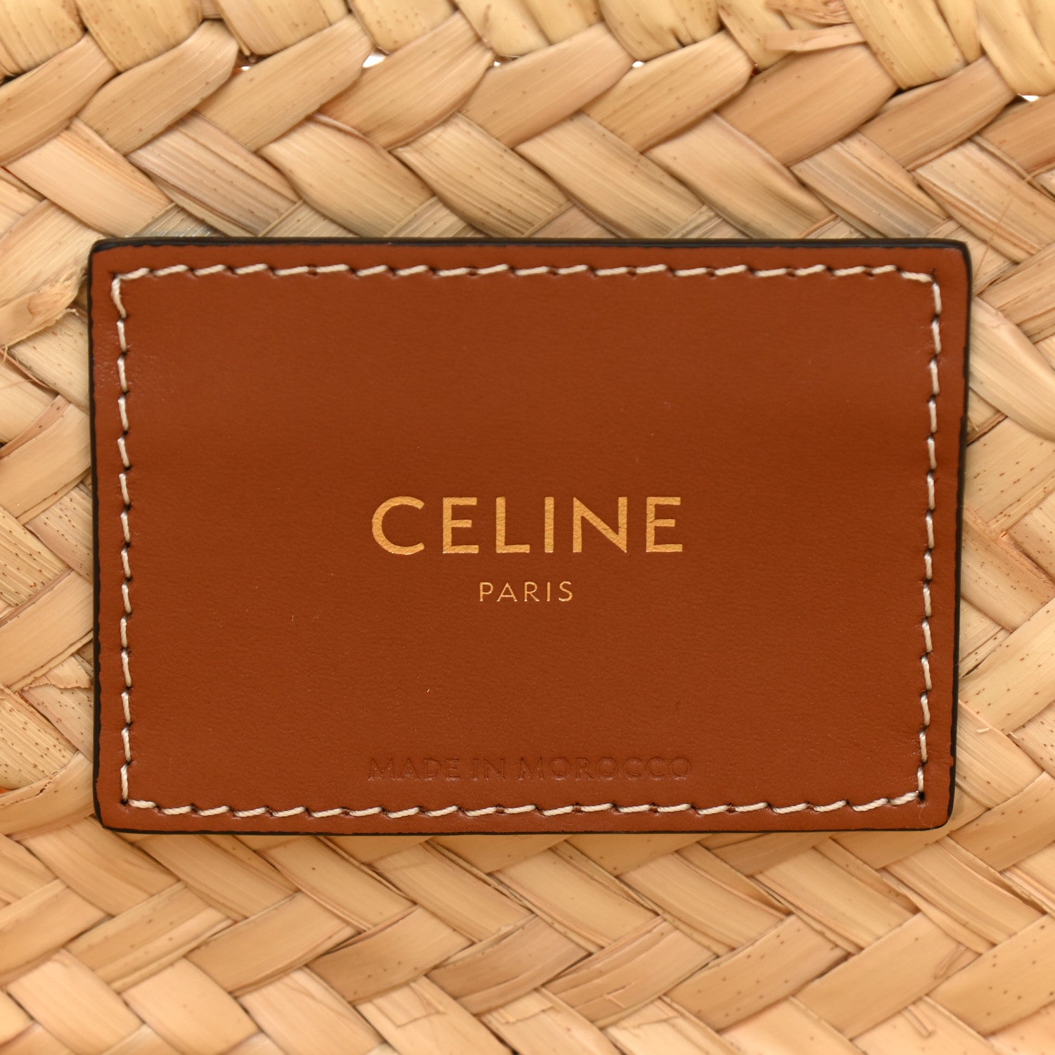 Celine Raffia Calfskin Triomphe Medium Panier Tan 6 of 10