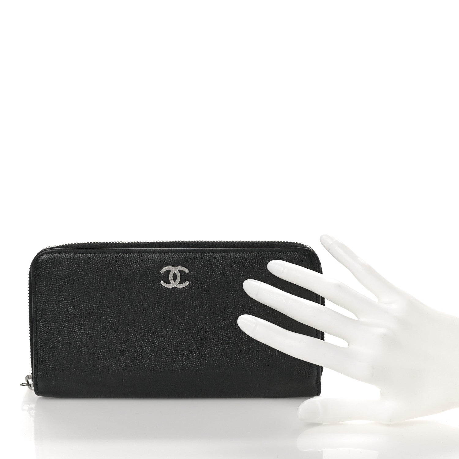 Chanel Caviar Sevruga Zip Around Wallet Black 2 of 9