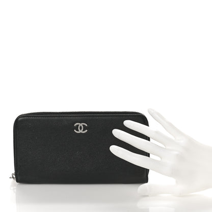 Chanel Caviar Sevruga Zip Around Wallet Black 2 of 9