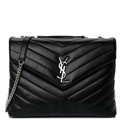 Saint Laurent Calfskin Y Quilted Monogram Medium Loulou Chain Satchel Black 1 of 15