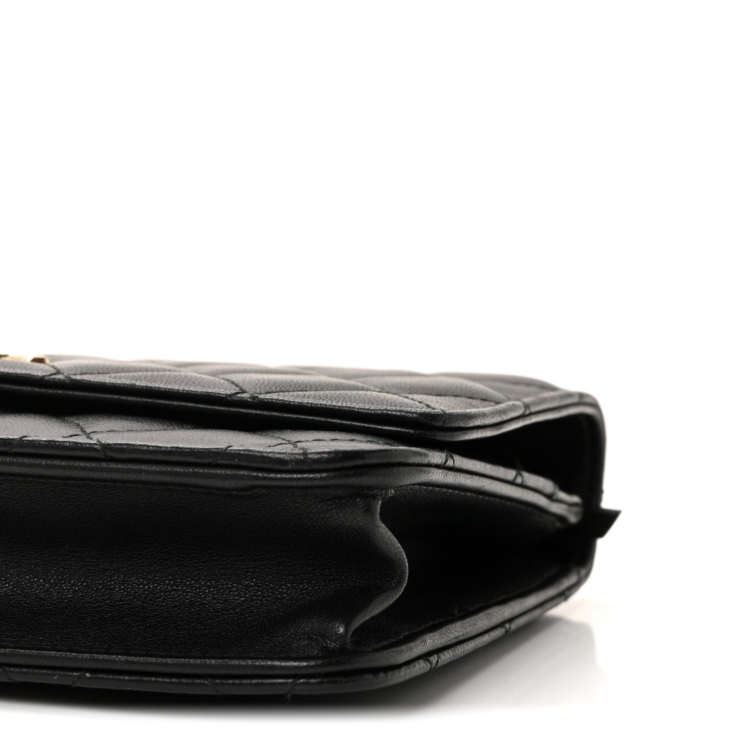 Lambskin Quilted Trendy CC Wallet On Chain WOC Black