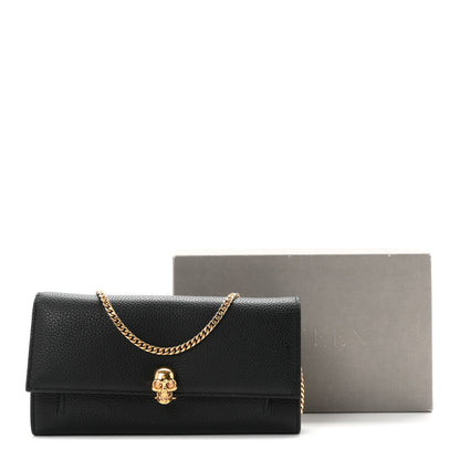 Alexander McQueen Pebbled Calfskin Skull Wallet on Chain Black 10 of 10