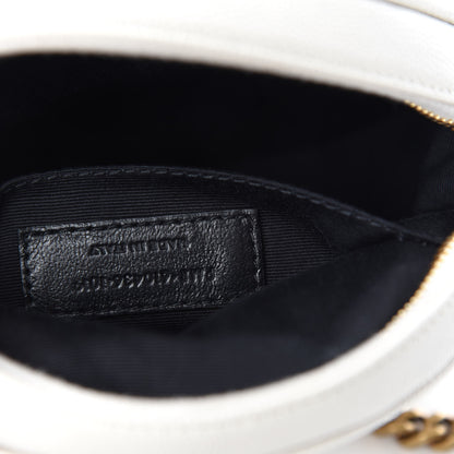 Saint Laurent Grain De Poudre Matelasse Chevron Quilted Round Vinyle Camera Bag Crema Soft 9 of 10
