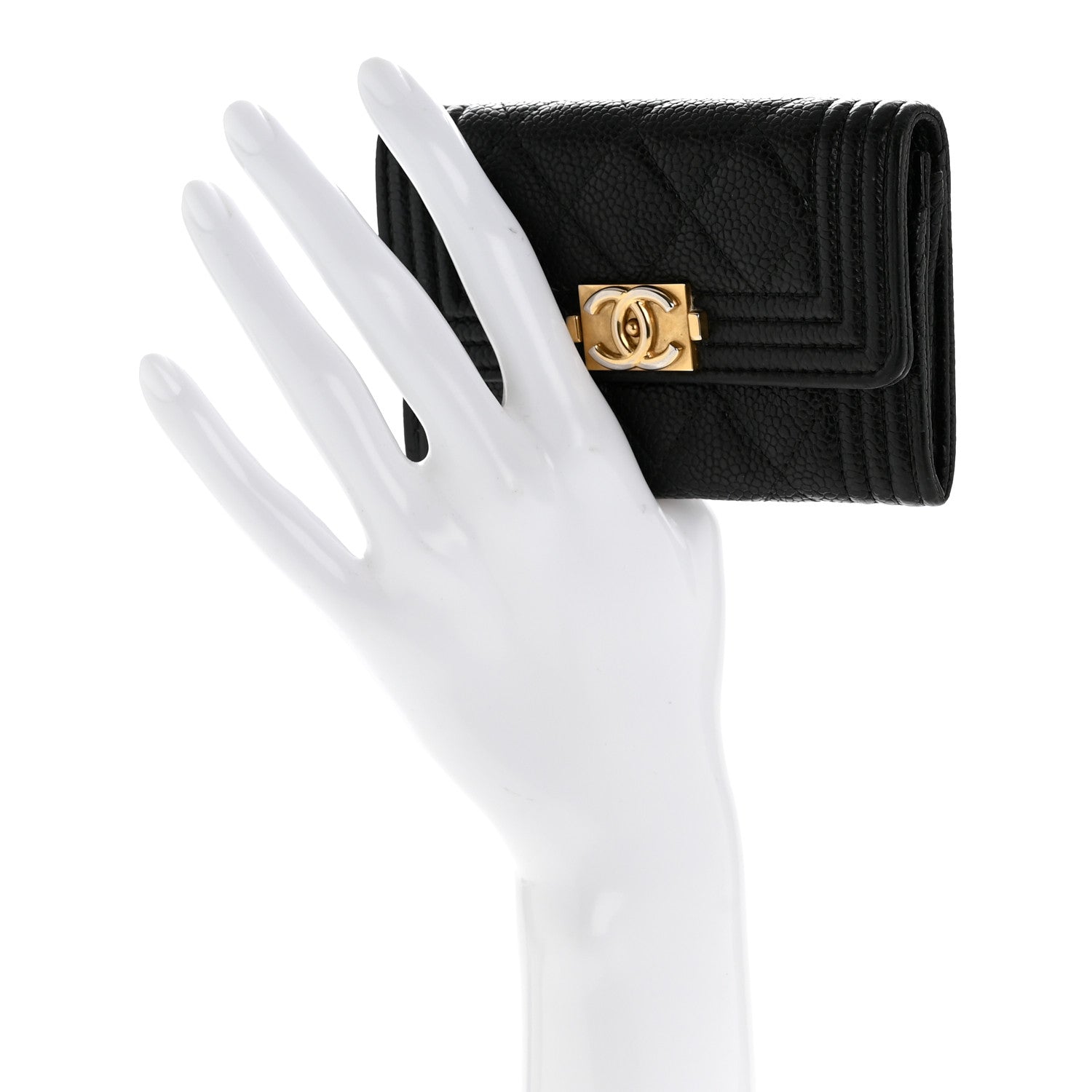 Chanel Caviar Quilted Boy Flap Card Holder Black 2 of 10