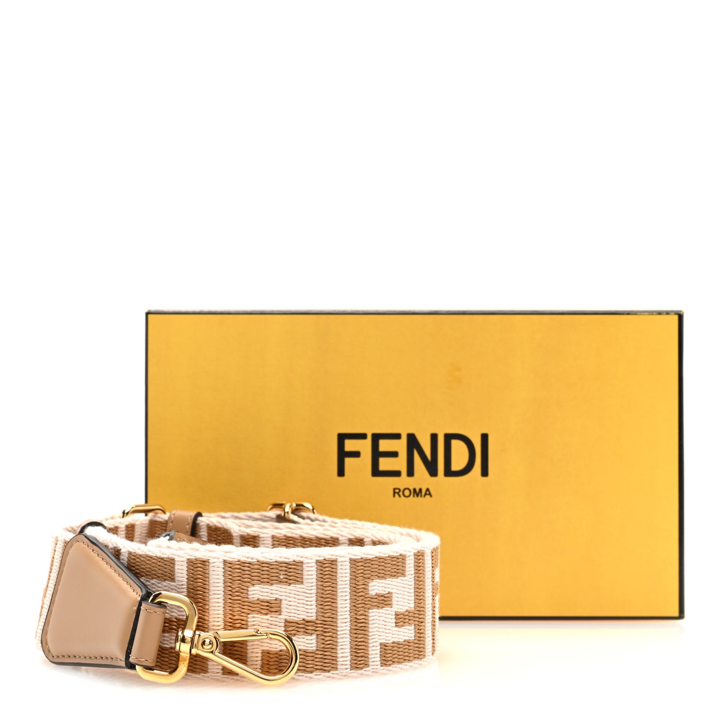 Jacquard Ribbon Vitello King FF Bi-Color Intreccio Adjustable Strap You Poudre Cuoio Miele Scuro
