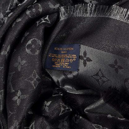 Louis Vuitton Silk Lurex Wool Monogram Shine Shawl Black 4 of 4