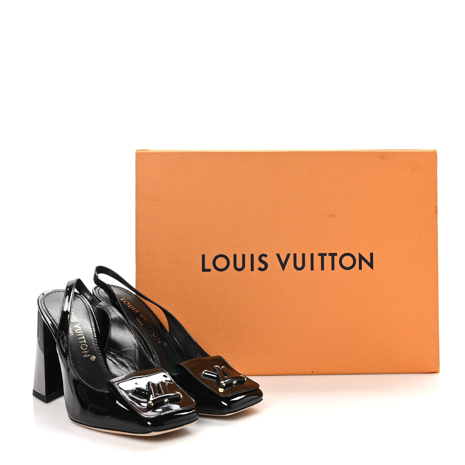 Louis Vuitton Patent Calfskin Shake Slingback Pumps 39 Black 10 of 10