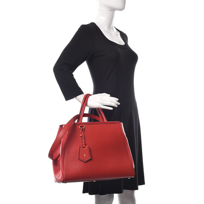 Fendi Vitello Elite Flamingo Regular 2Jours Tote Rosso Fiamma 4 of 19