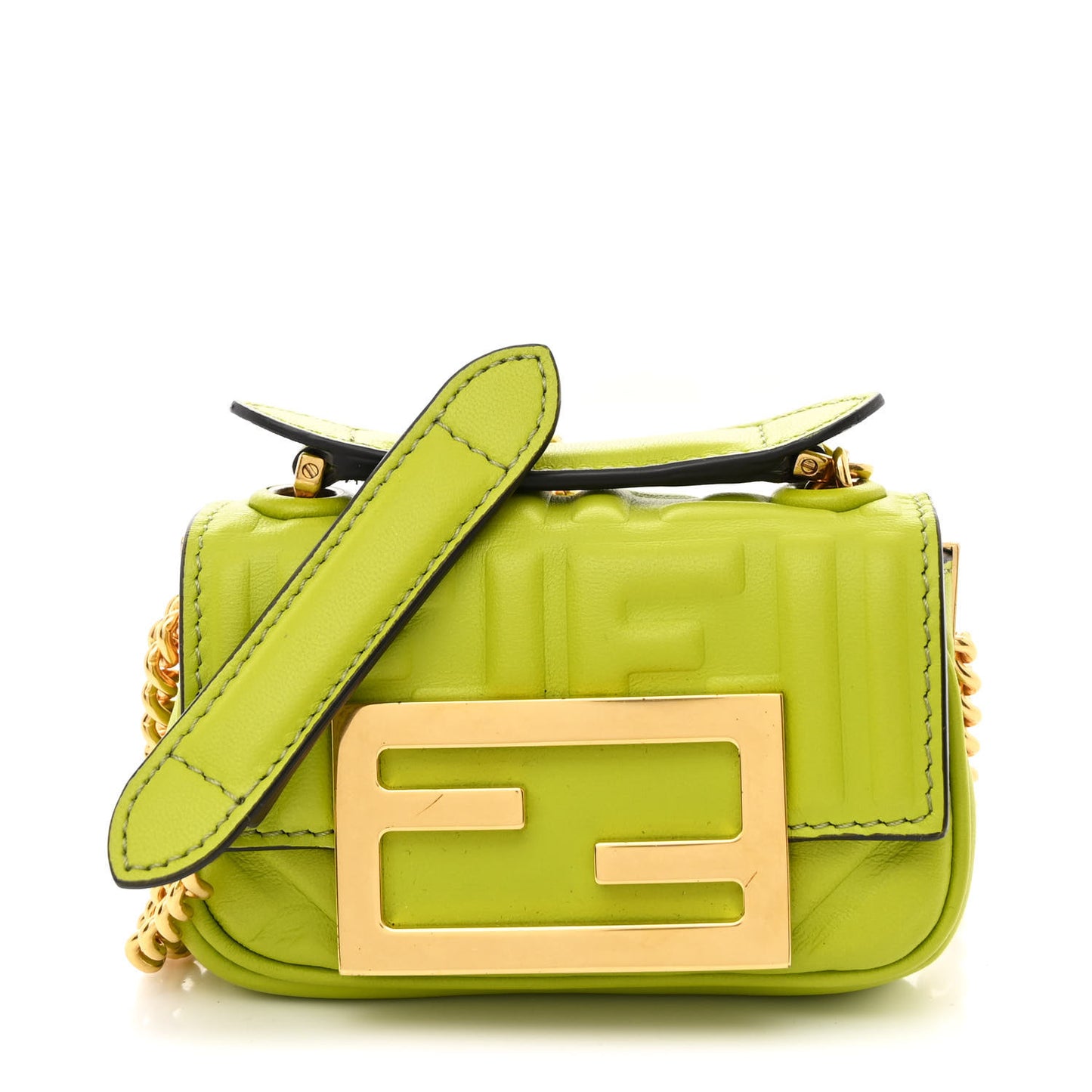 Nappa Matisse FF Embossed Nano Chain Baguette Wasabi