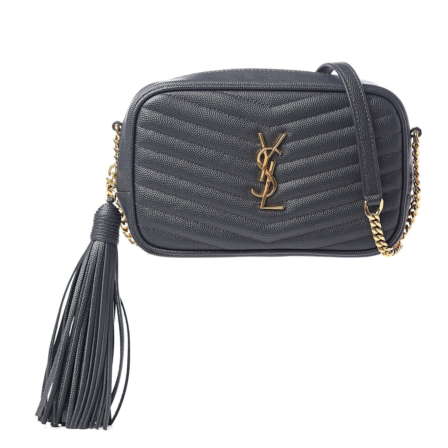 Saint Laurent Grain De Poudre Matelasse Monogram Mini Lou Camera Bag Dark Smog 1 of 10