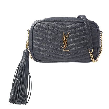 Saint Laurent Grain De Poudre Matelasse Monogram Mini Lou Camera Bag Dark Smog 1 of 10