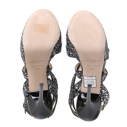 Jimmy Choo Coarse Glitter Fab Pumps 35.5 Silver 4 of 8