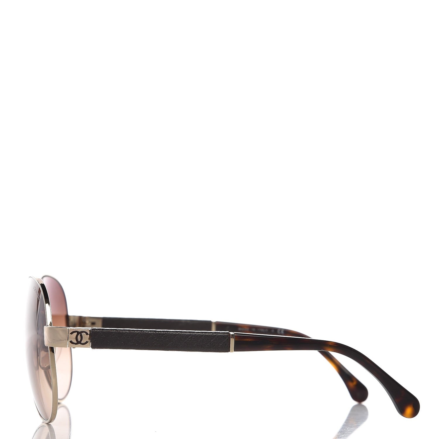 Chanel Lambskin Quilted CC Aviator Sunglasses 4195-Q Brown Gold 3 of 9