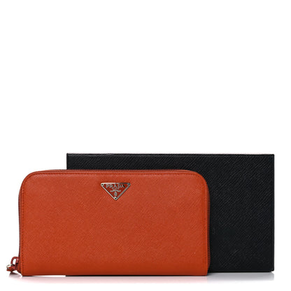 Prada Saffiano Metal Zip Around Wallet Rame 18 of 18