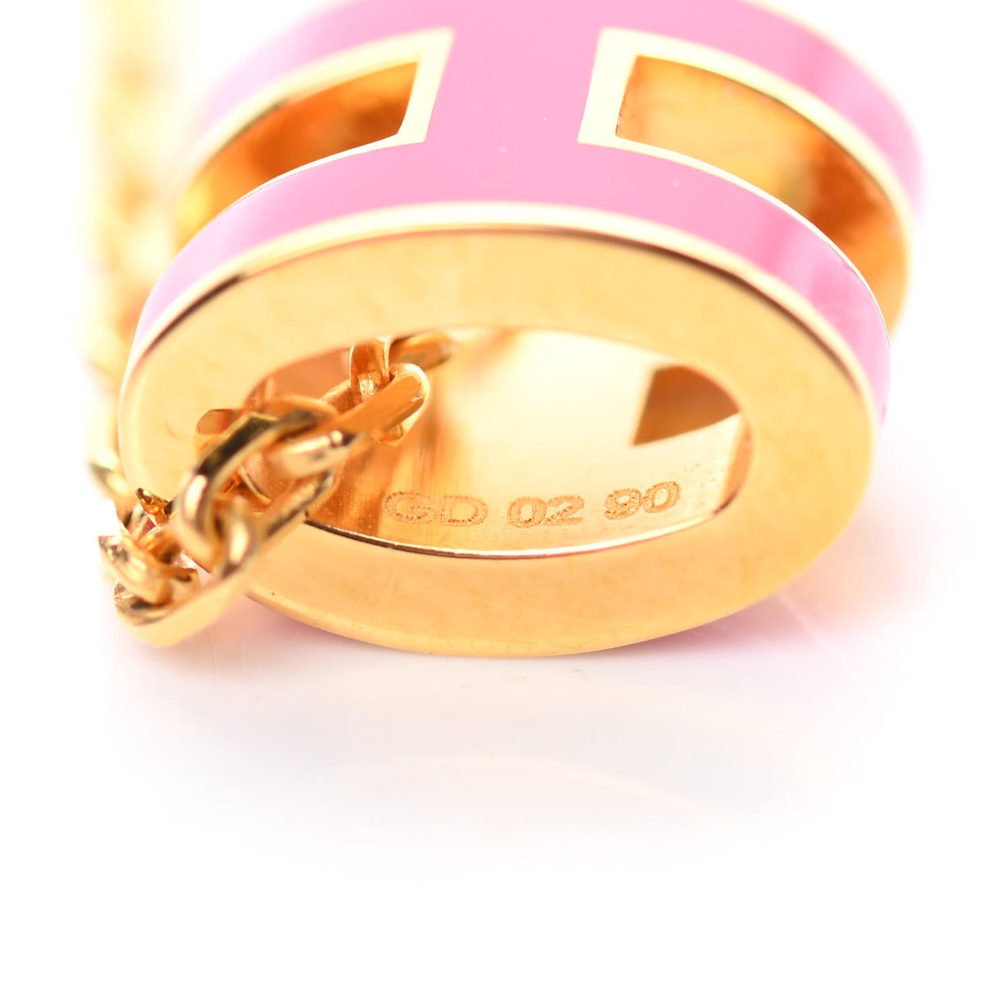 Lacquered Gold Mini Pop H Pendant Necklace Rose Extreme