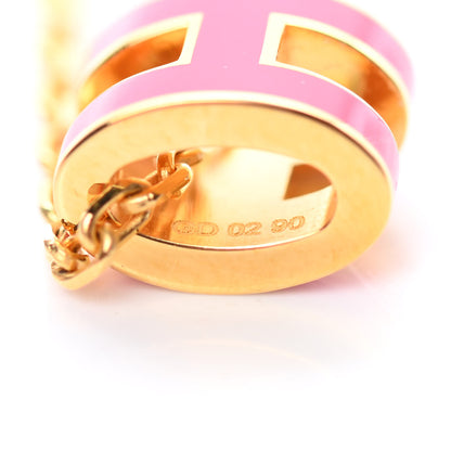 Hermes Lacquered Gold Mini Pop H Pendant Necklace Rose Extreme 5 of 6