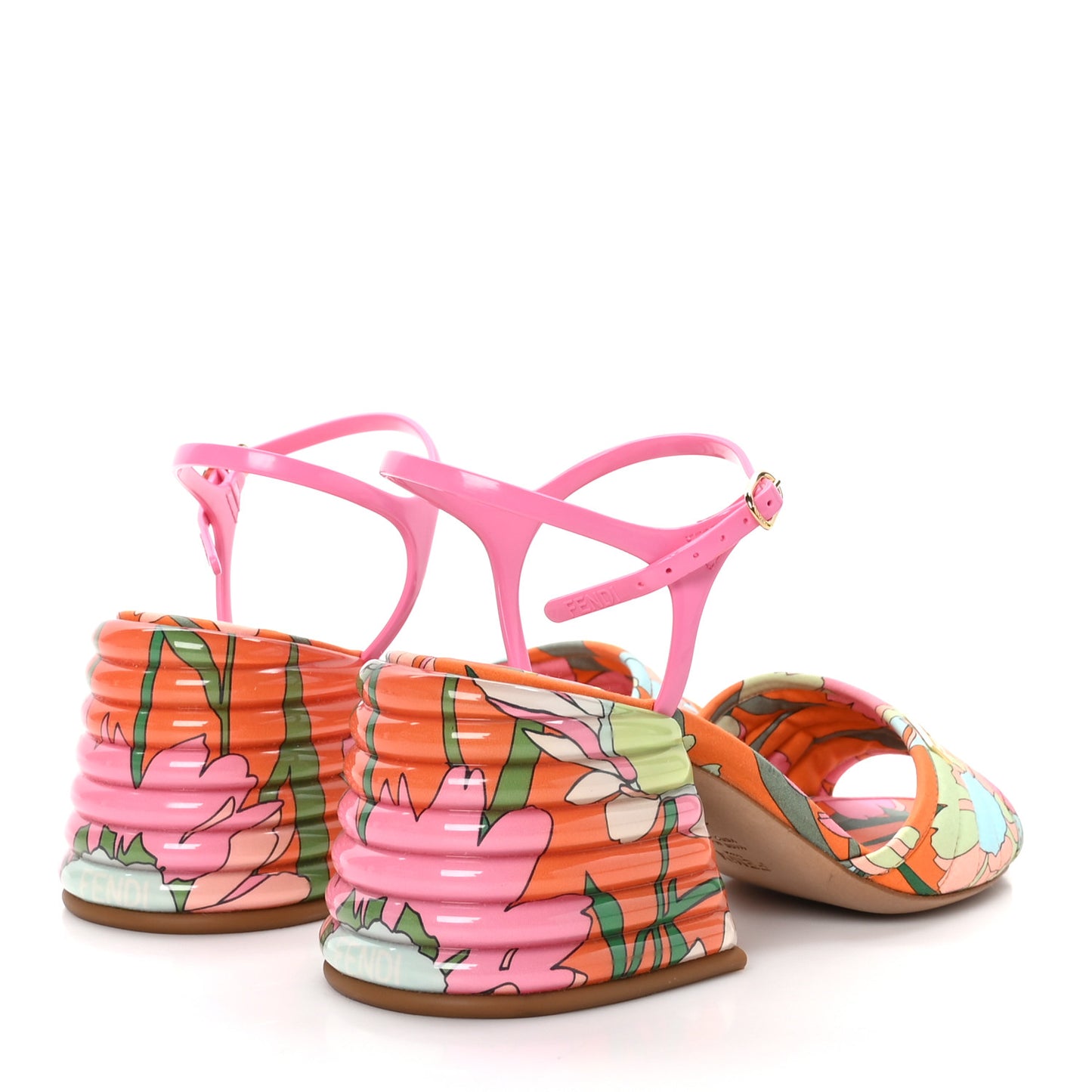 Fabric Calfskin Promenade Slingback Sandals 37.5 Arancio