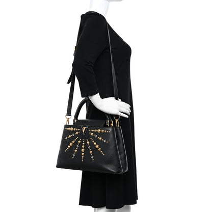 Louis Vuitton Taurillon Studded Sol Capucines PM Black 2 of 9