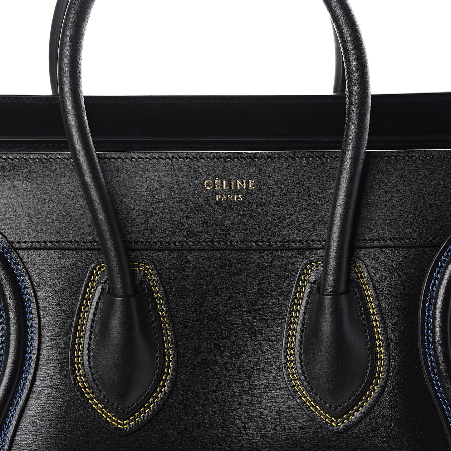 Smooth Calfskin Multicolor Double Stitching Micro Luggage Black