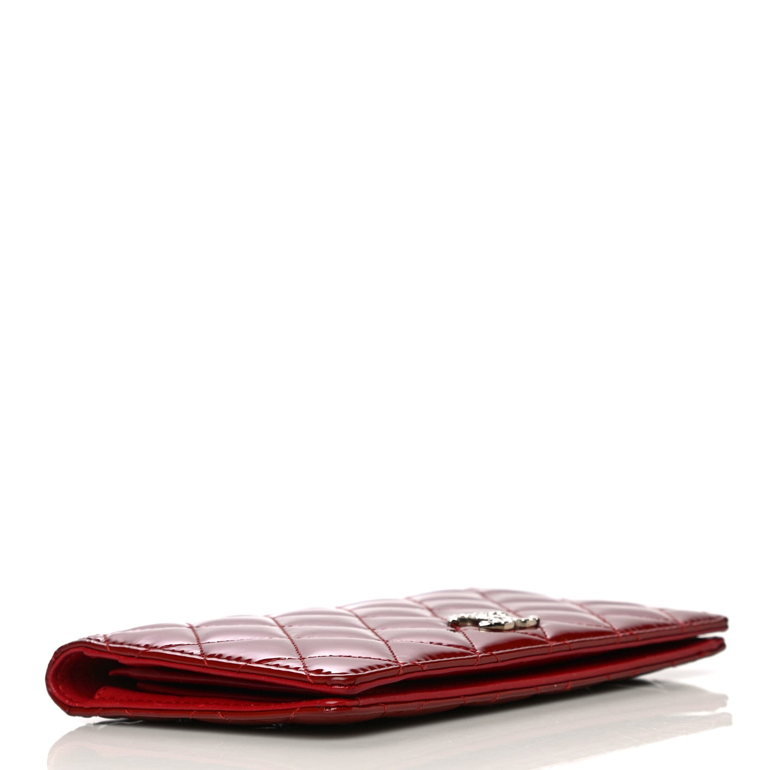 Chanel Patent Quilted Brilliant Yen Wallet Red 4 of 19