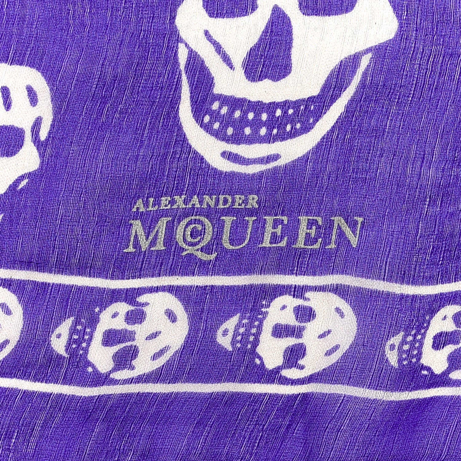 Alexander McQueen Silk Chiffon Skull Scarf Purple White 2 of 3