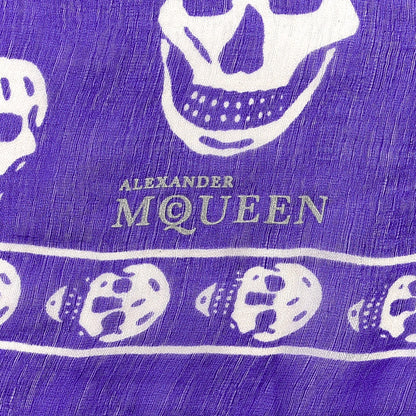 Alexander McQueen Silk Chiffon Skull Scarf Purple White 2 of 3