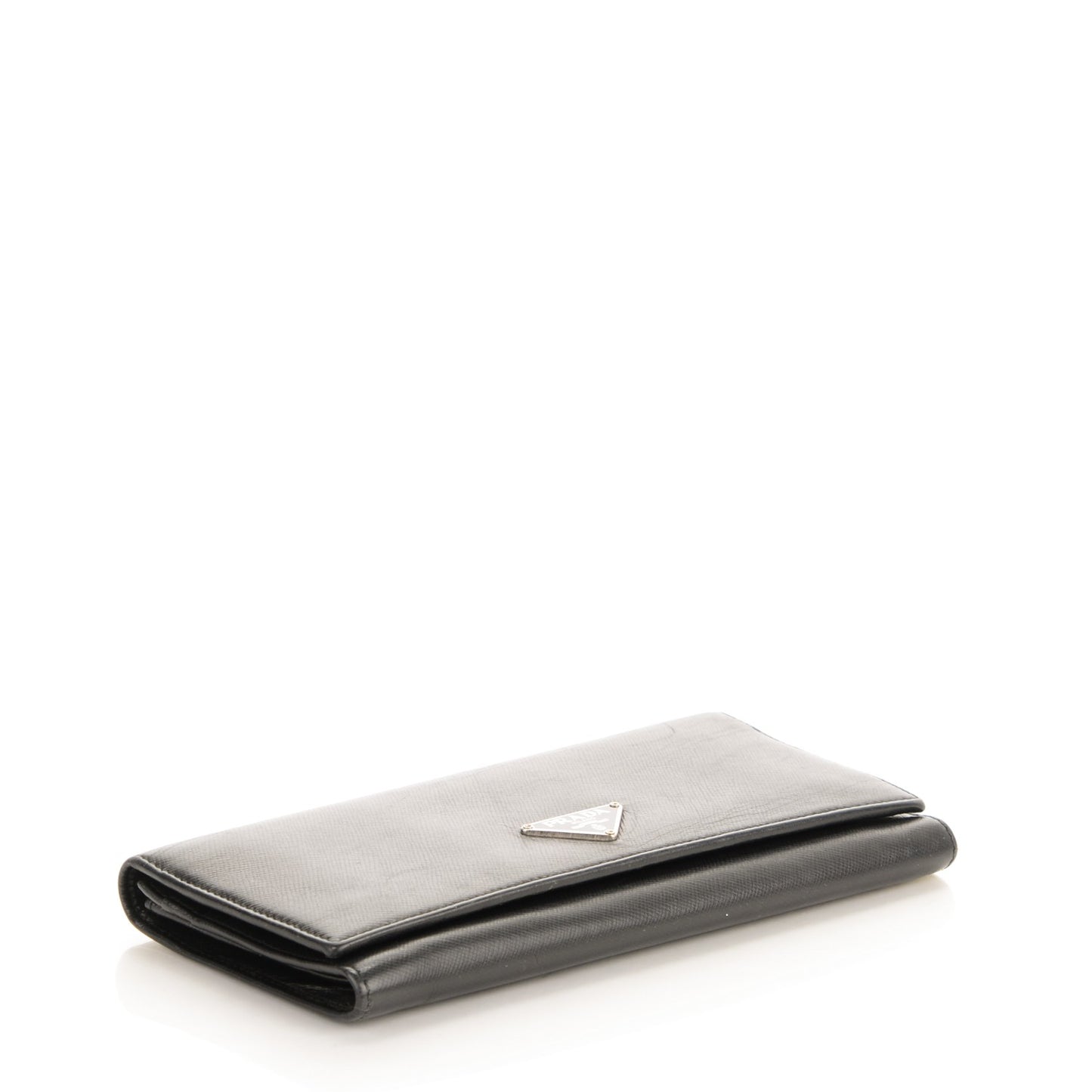 Saffiano Triangle Continental Flap Wallet Nero Black