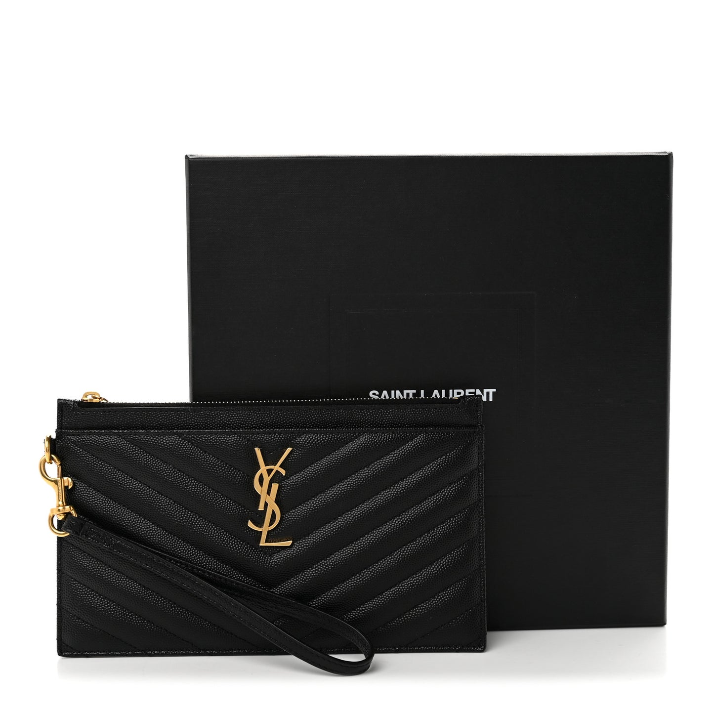 Grain De Poudre Chevron Monogram Large Bill Pouch Black