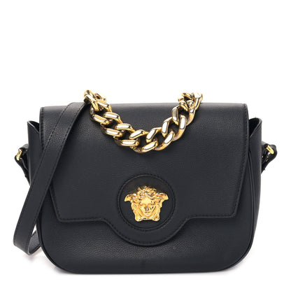 Versace Grained Calfskin La Medusa Flap Shoulder Bag Black 1 of 8